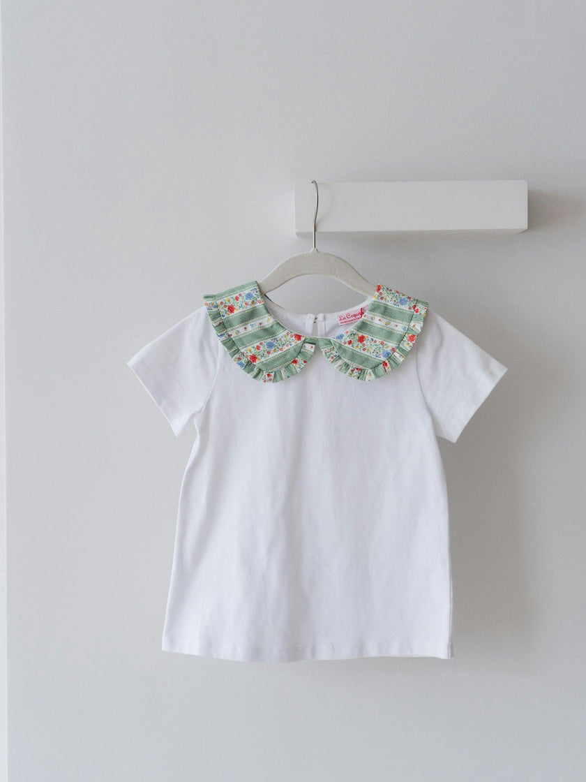 Sage Floral Stripe Rosalin Girl Top