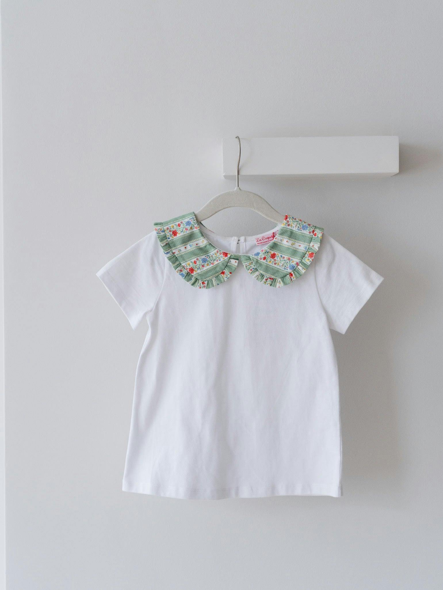 Sage Floral Stripe Rosalin Girl Top