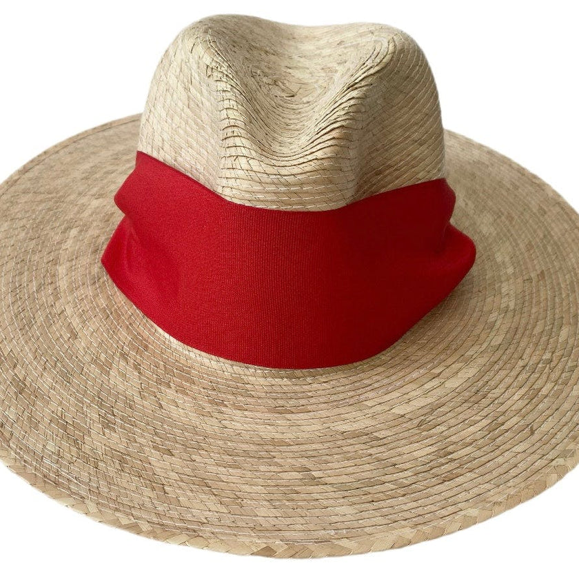Zinnia Sun Hat - Wide & Short Red Grosgrain Ribbon