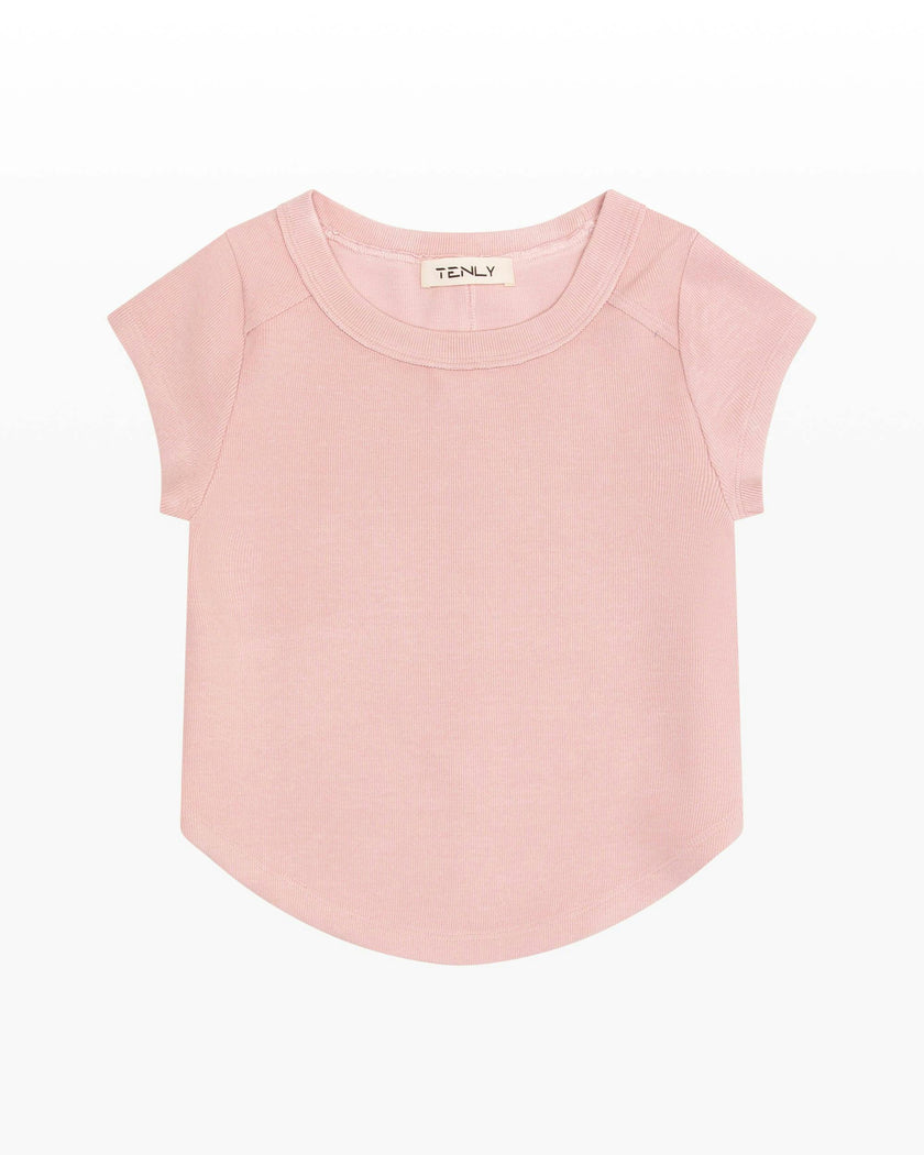 Rayon Rib Exposed Cap Sleeve Tee