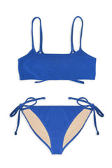Teen Two-Piece Swimsuit, Bralette Tie Reversible & Bikini - Terry Cobalt Blue