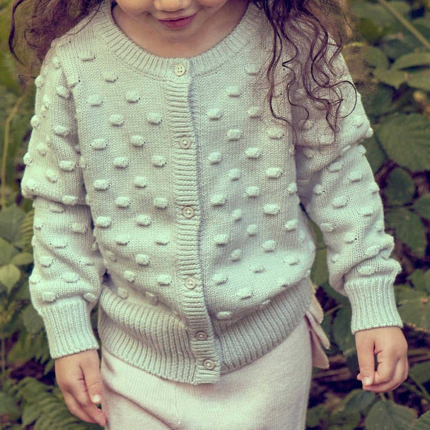 Baby Popcorn Knit Cardigan | Chalk