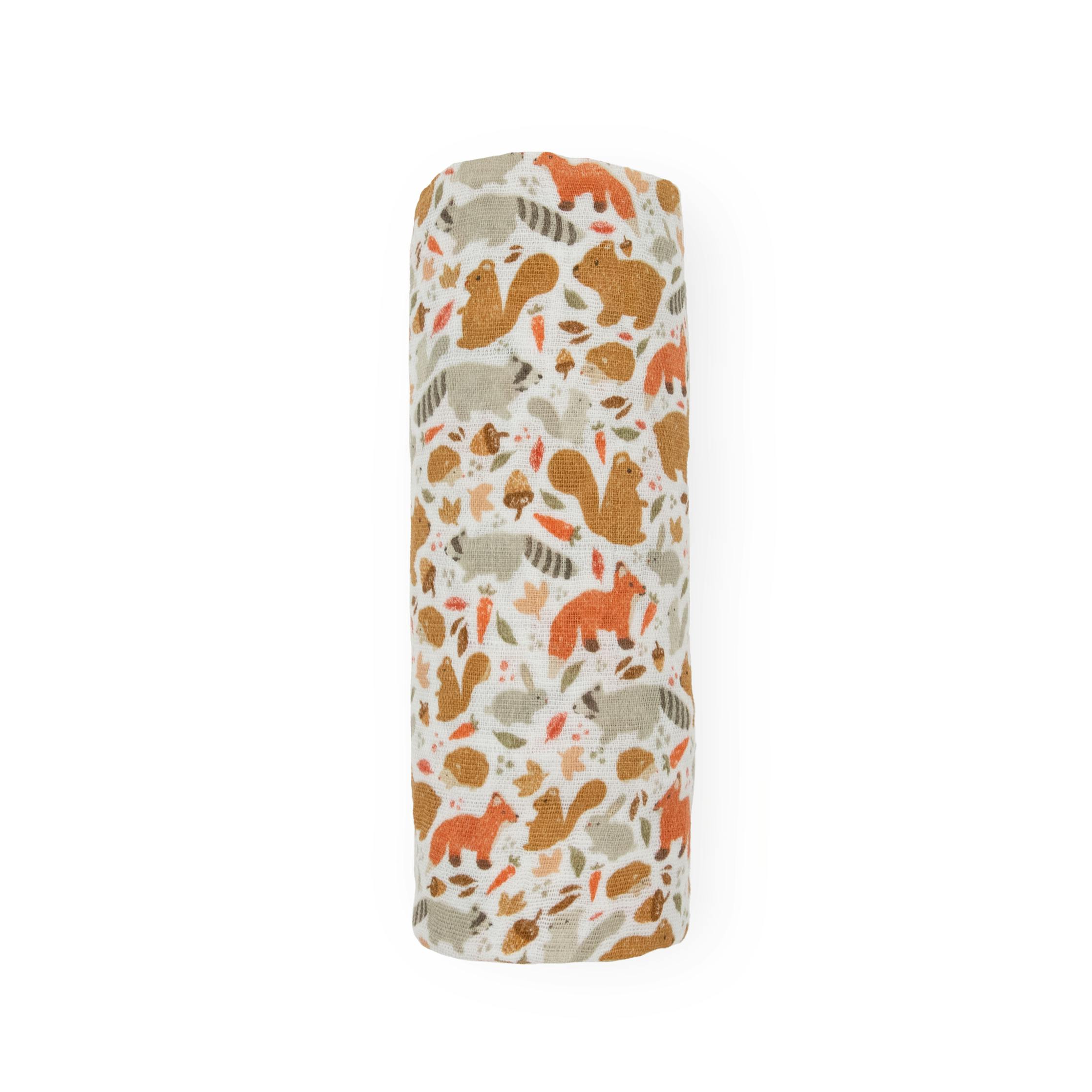 Cotton Muslin Swaddle Blanket - Fall Friends