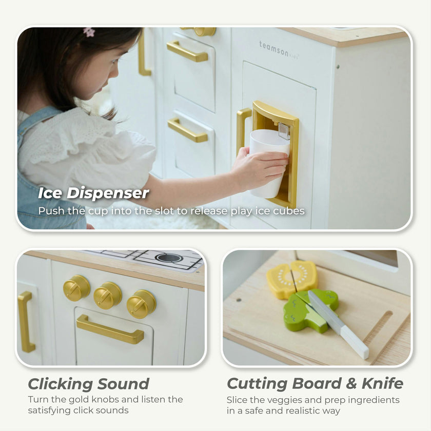 Teamson Kids Little Chef Hampton Wooden Play Kitchen with 17 Accessories