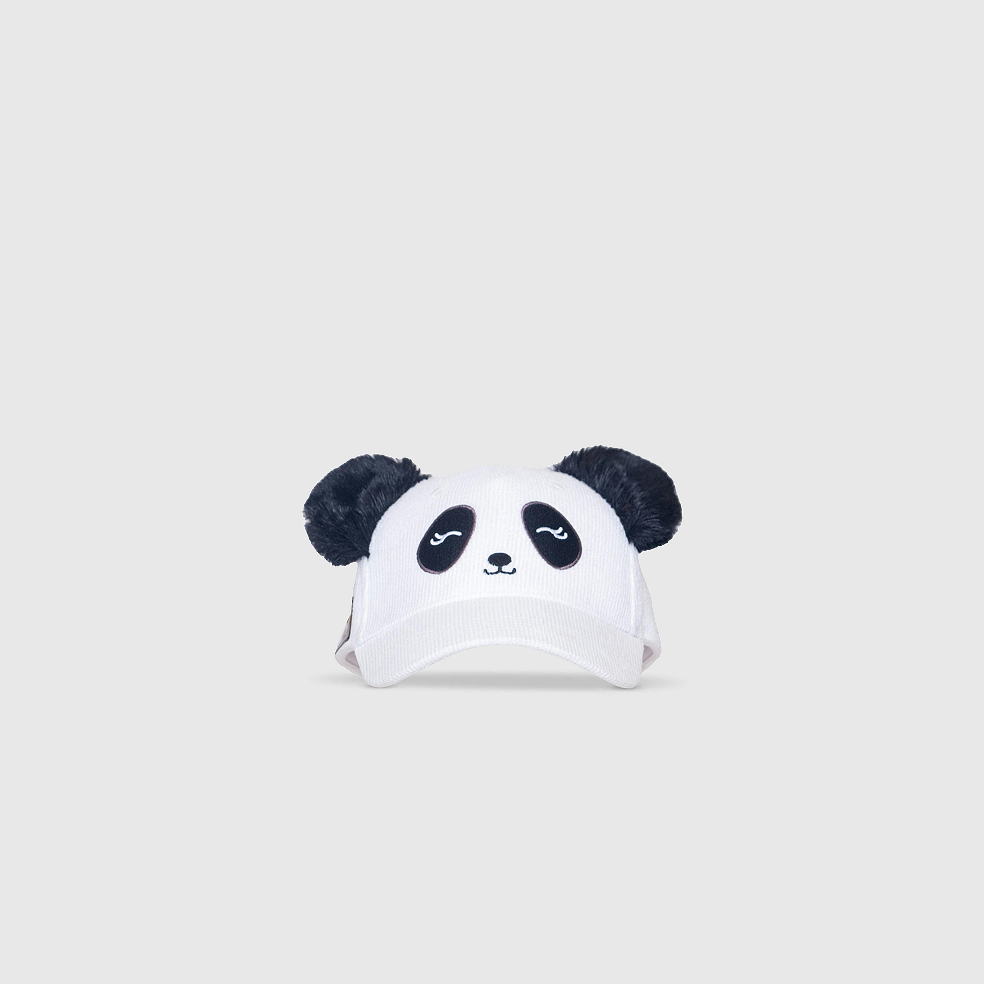 Corduroy Baseball Hat – Panda Face with Furry Ears
