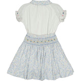 Marie Floral Blue Skirt & Short Sleeve Blouse