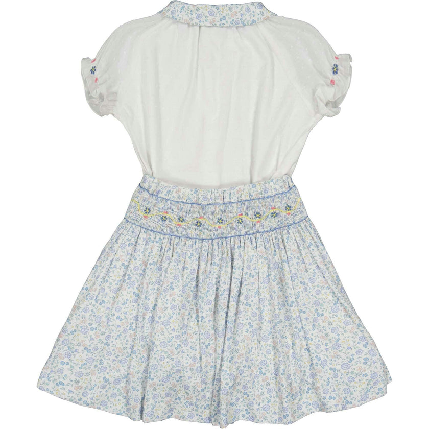 Marie Floral Pink Skirt & Short Sleeve Blouse