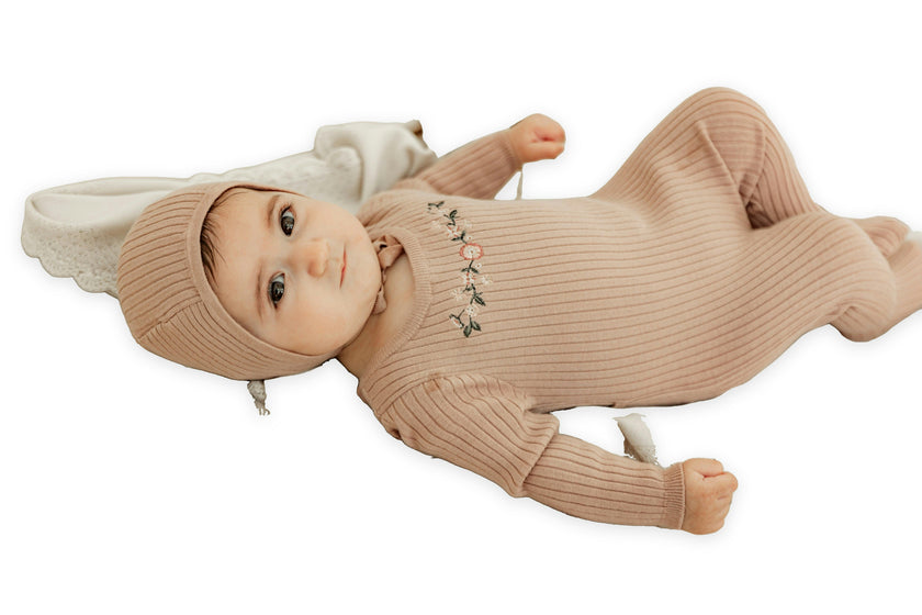 Rib Knit Stretchie and Bonnet