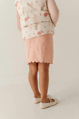 Girls Scallop Hem Corduroy Skirt in Rose Cloud
