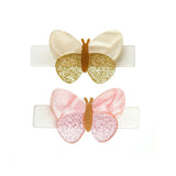 SPR - Butterflies Shimmer Gold & Pink Hair Clips
