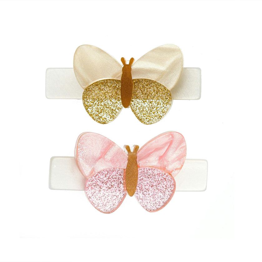SPR - Butterflies Shimmer Gold & Pink Hair Clips