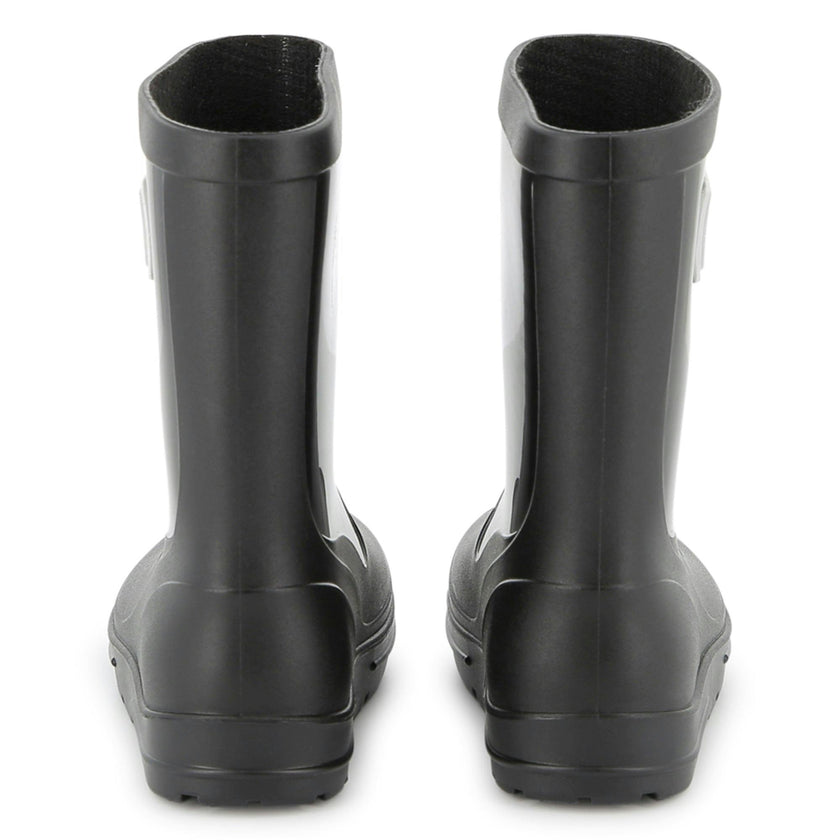 Kids Black Rain Boots with Applique