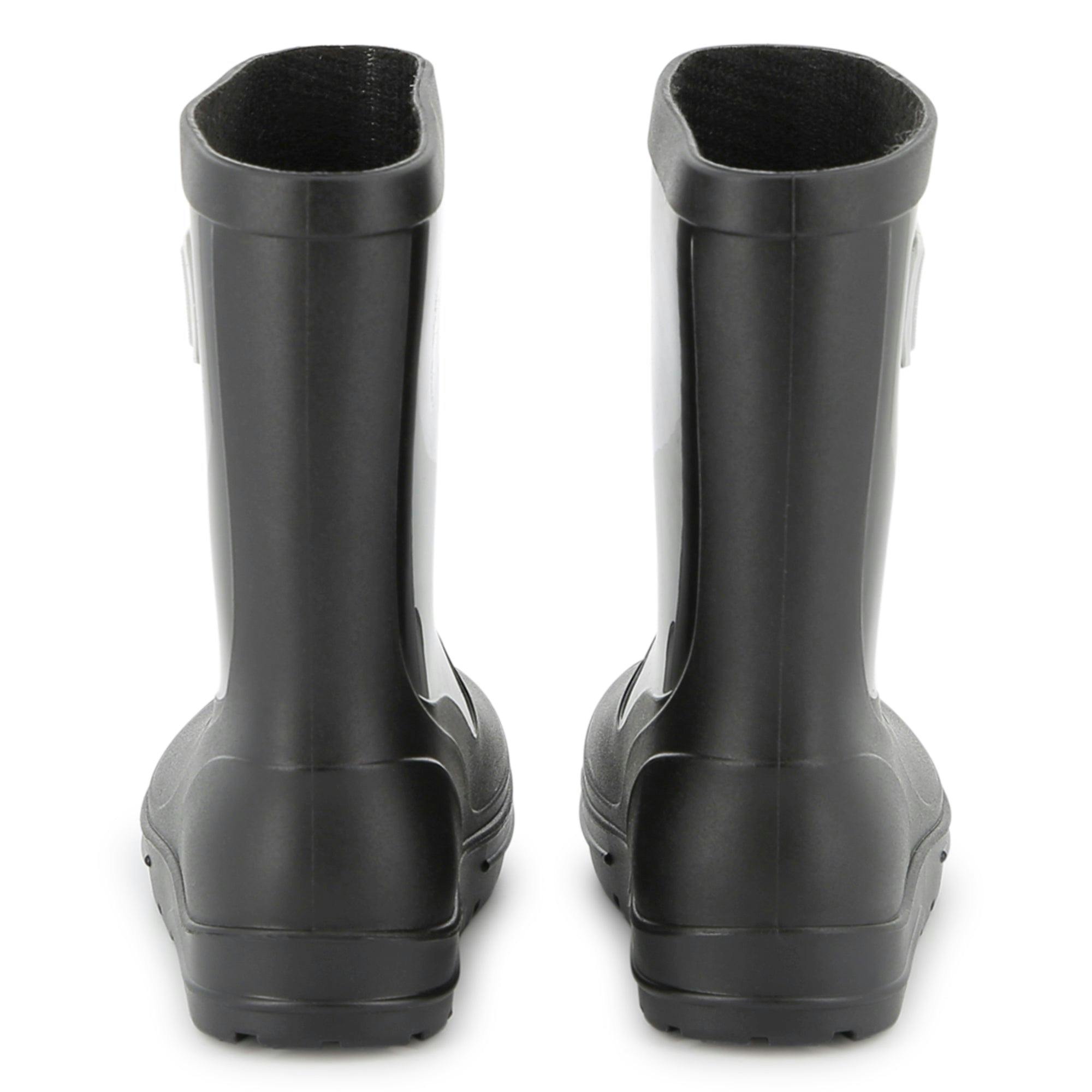 Kids Black Rain Boots with Applique