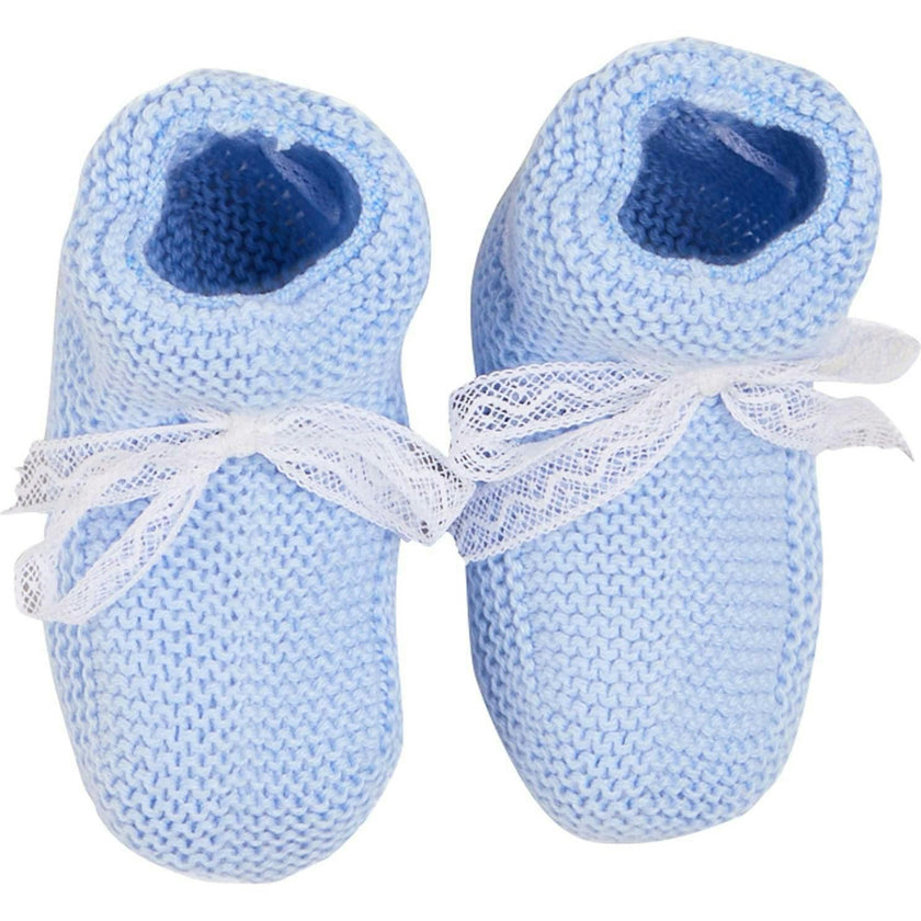 Lace Detail Knitted Booties in Baby Pink (0-6mths)