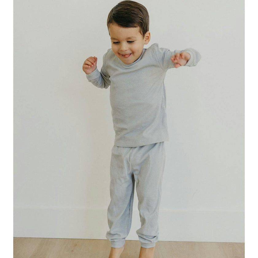 Ash Rib Knit 2-Piece Long Sleeve Pajama Set