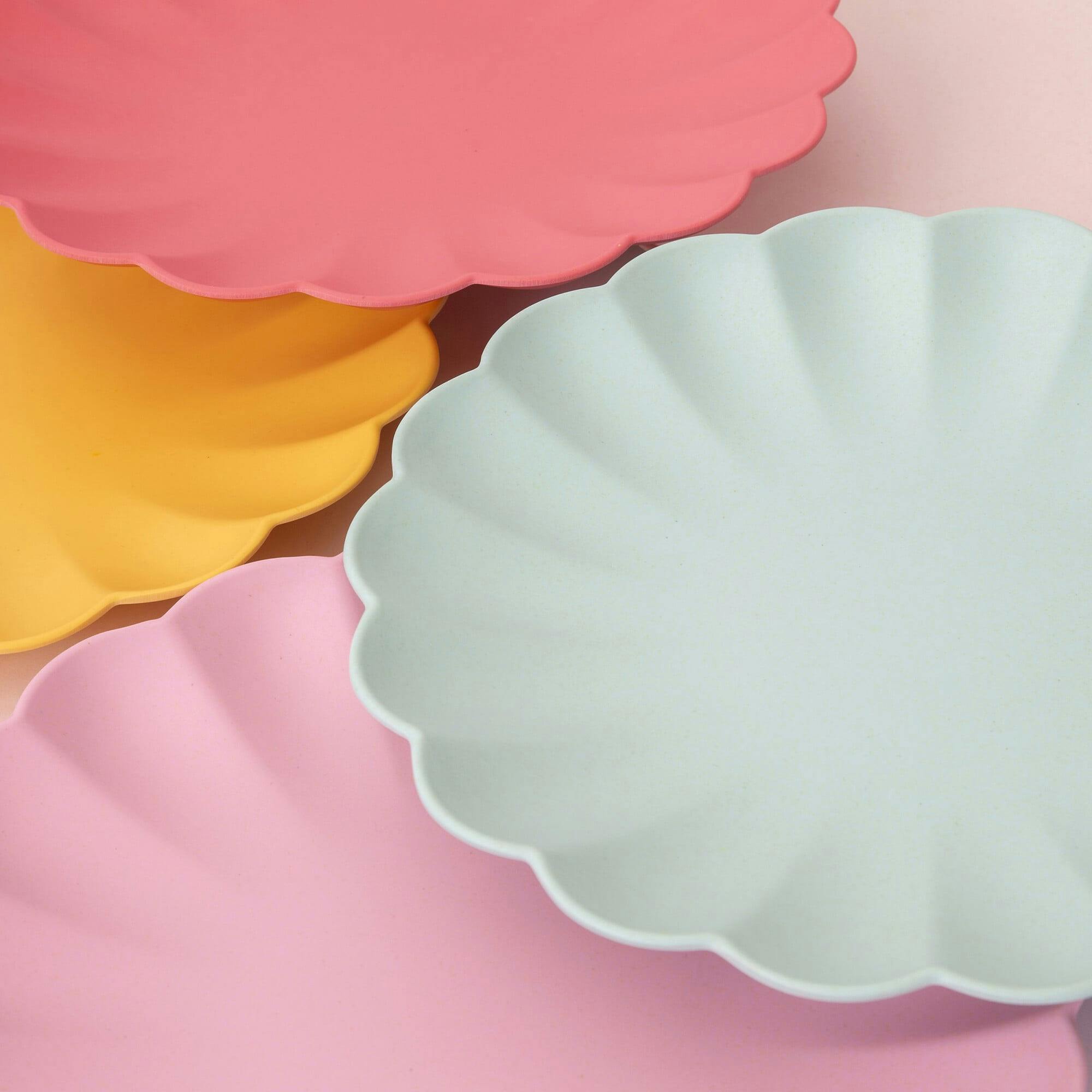 Small Multicolor Reusable Bamboo Plates