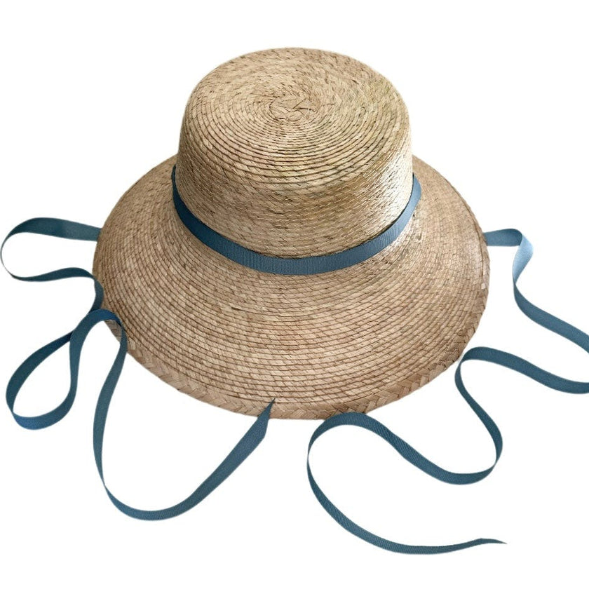 Mommy & Me Sun Hat Set - Wildflower & Palmetto - French Blue Grosgrain Ribbon