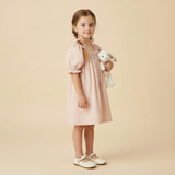 Organic Eyelet Bubble Sleeve Dress - Blush Eyelet