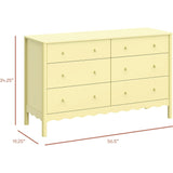 Swell 6-Drawer Assembled Dresser in Pale Yellow