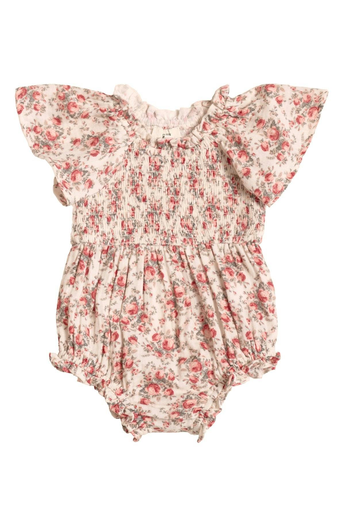 Baby Jovie Romper in Ivory Heritage Rose