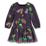 Navy Sequined Graphic Dress