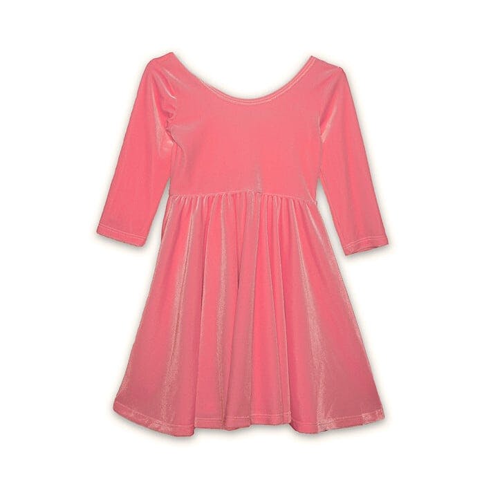 Twirly Stretch Velvet Scoop Back Long Sleeve Knit Dress