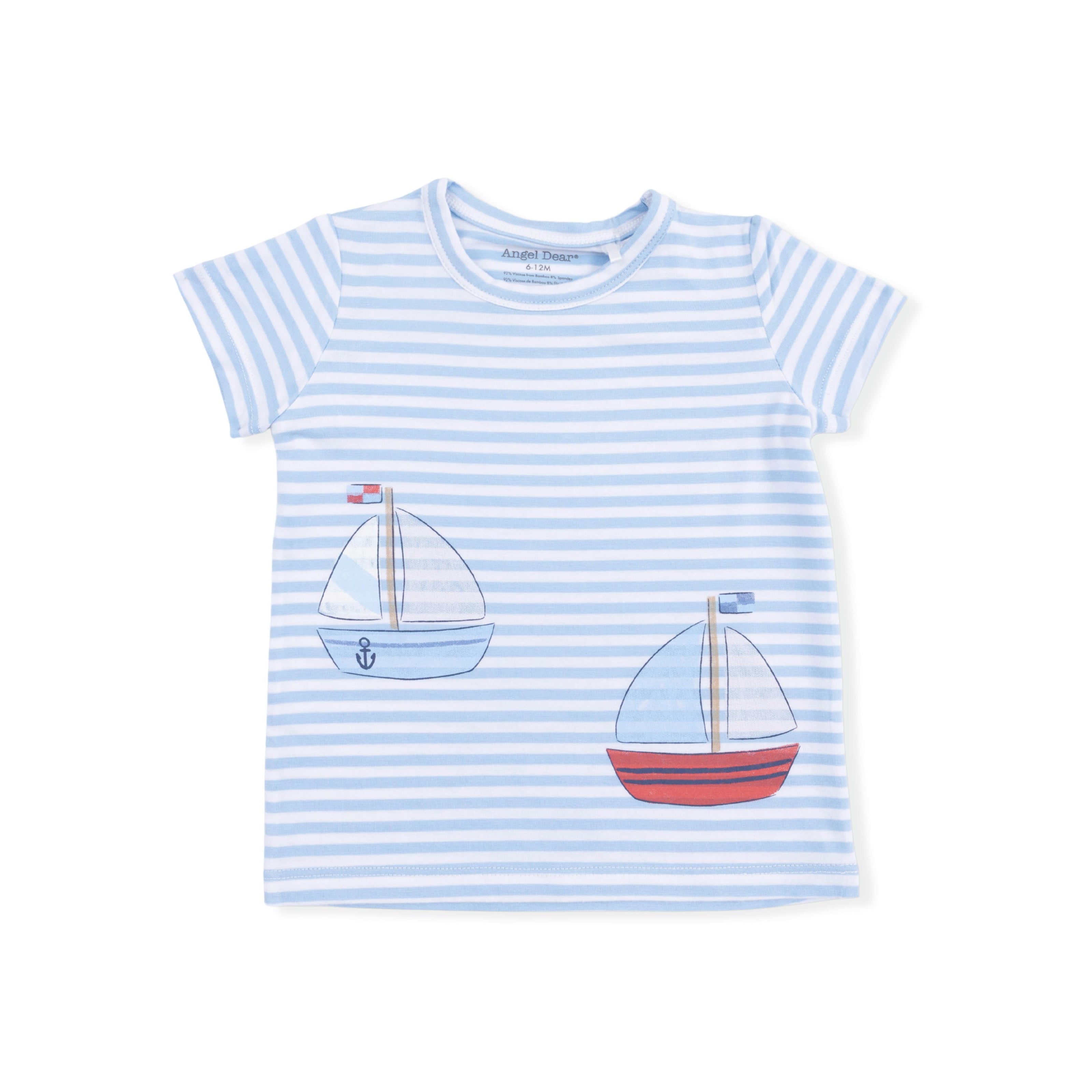 Bubbly Sailboat Stripe - Crew Neck Tee with Cargo Short