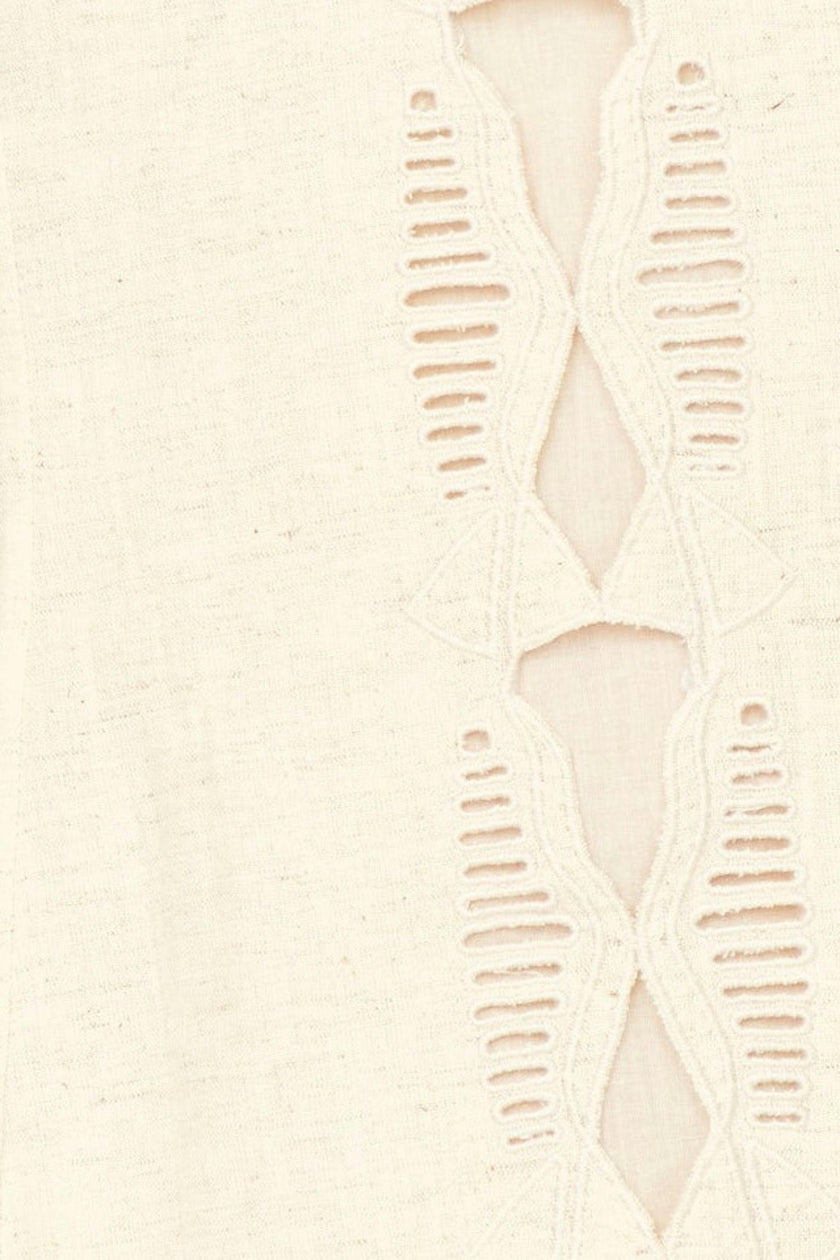 Barcelona Dress in Oat Marine Eyelet