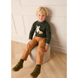Corgi Embroidered Button Detail Jumper in Green (18mths-10yrs)