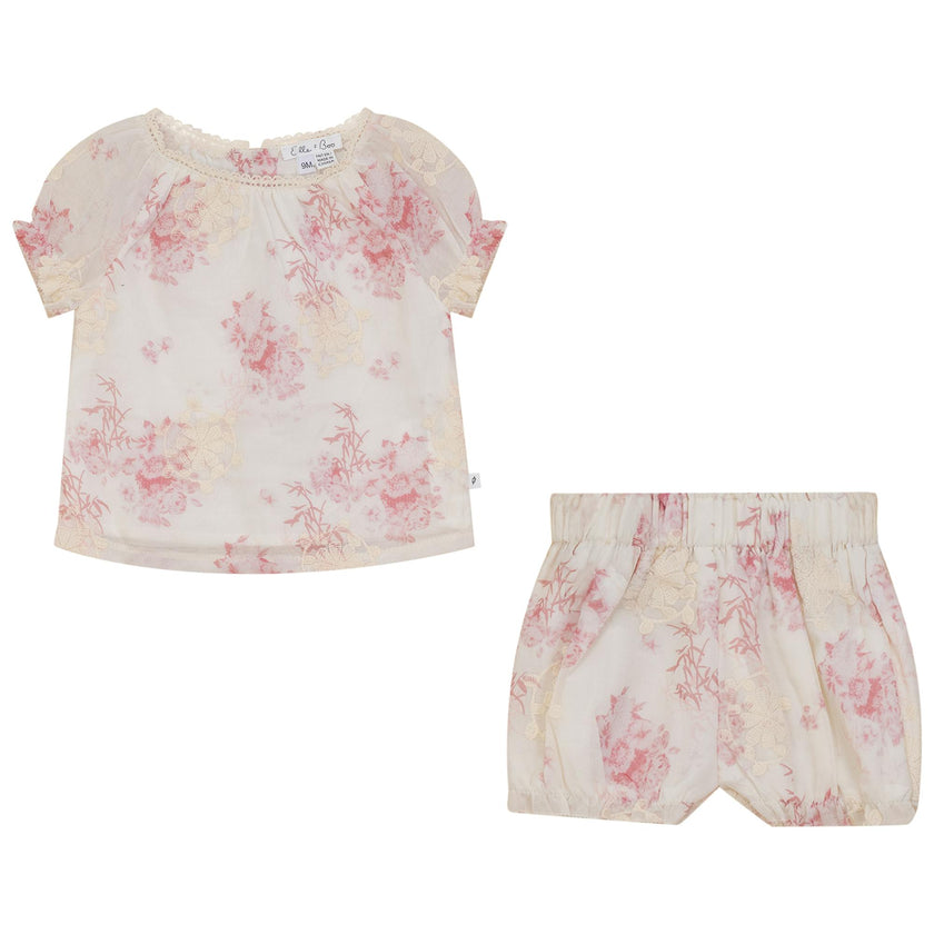 Woven Flower Embroidered 2Pc Set
