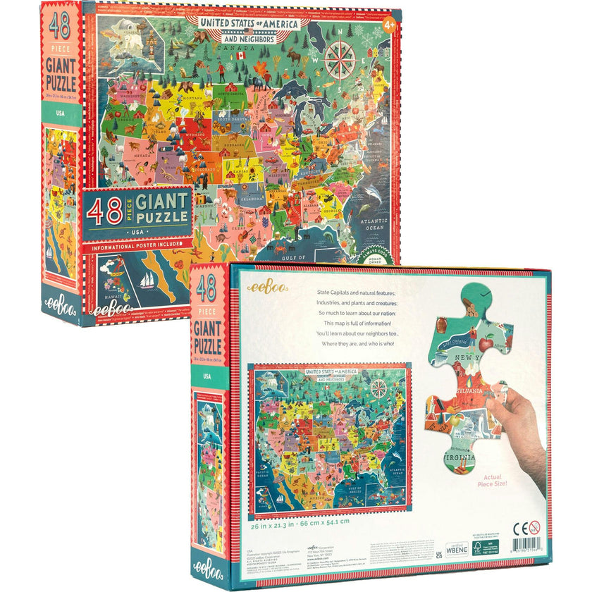 Giant Puzzle: USA Map - 48 Piece