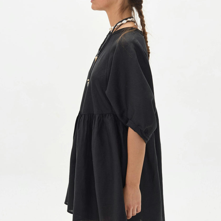 Alcala Linen Dress - Black