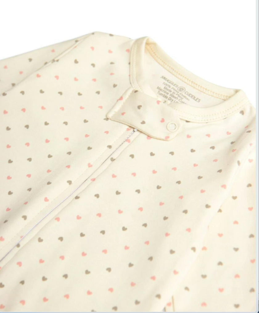 Hypoallergenic Pima Cotton Baby Footie | Hearts Print