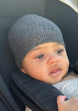 Cashmere & Merino Wool Beanie | Dark Gray Melange