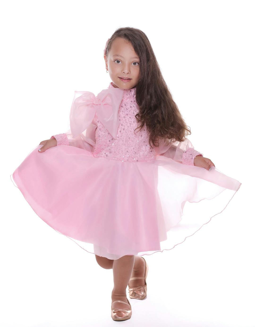 Pink Aaliyah Organza Bow Dress