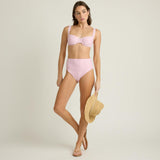 women's blush gingham high waist bikini bottom