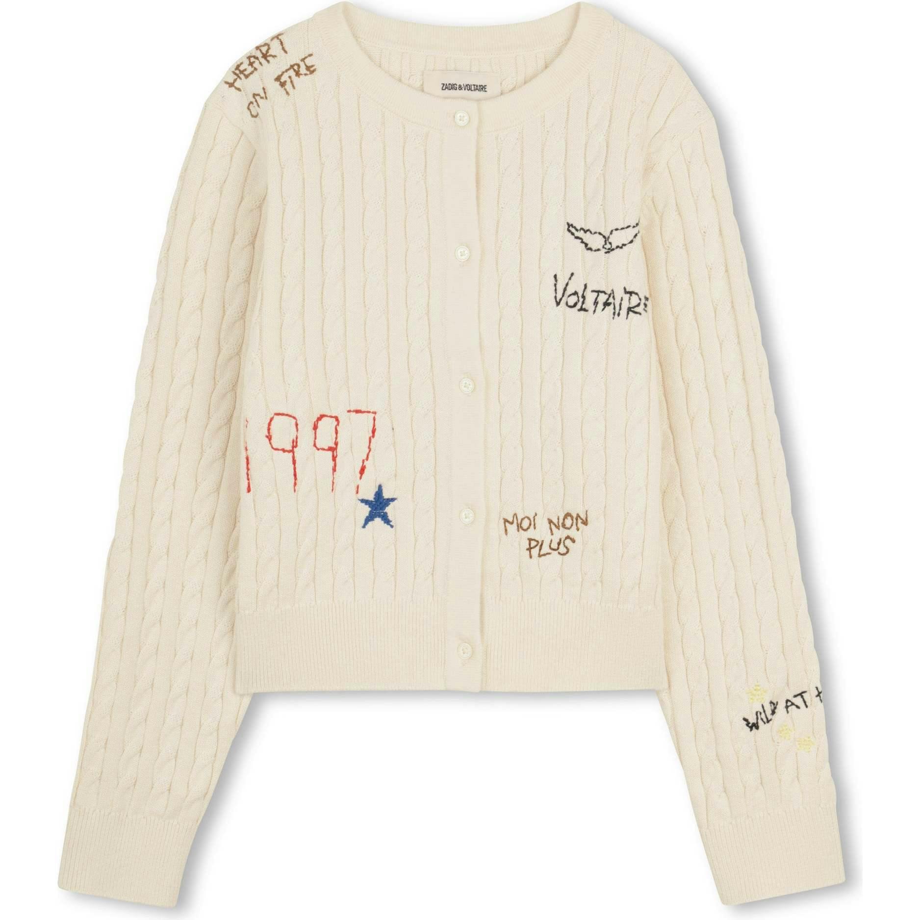 ZADIG & VOLTAIRE Embroidered Soft Cardigan - Off White
