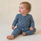 Organic 2-Way Zip Romper - Indigo Blossom