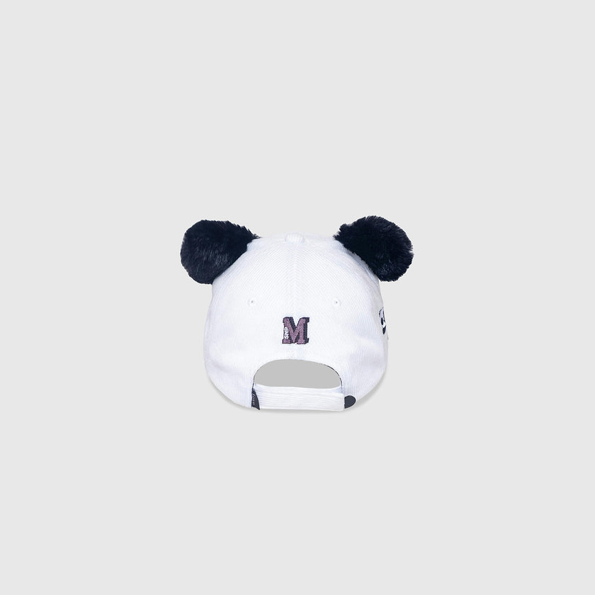 Corduroy Baseball Hat – Panda Face with Furry Ears