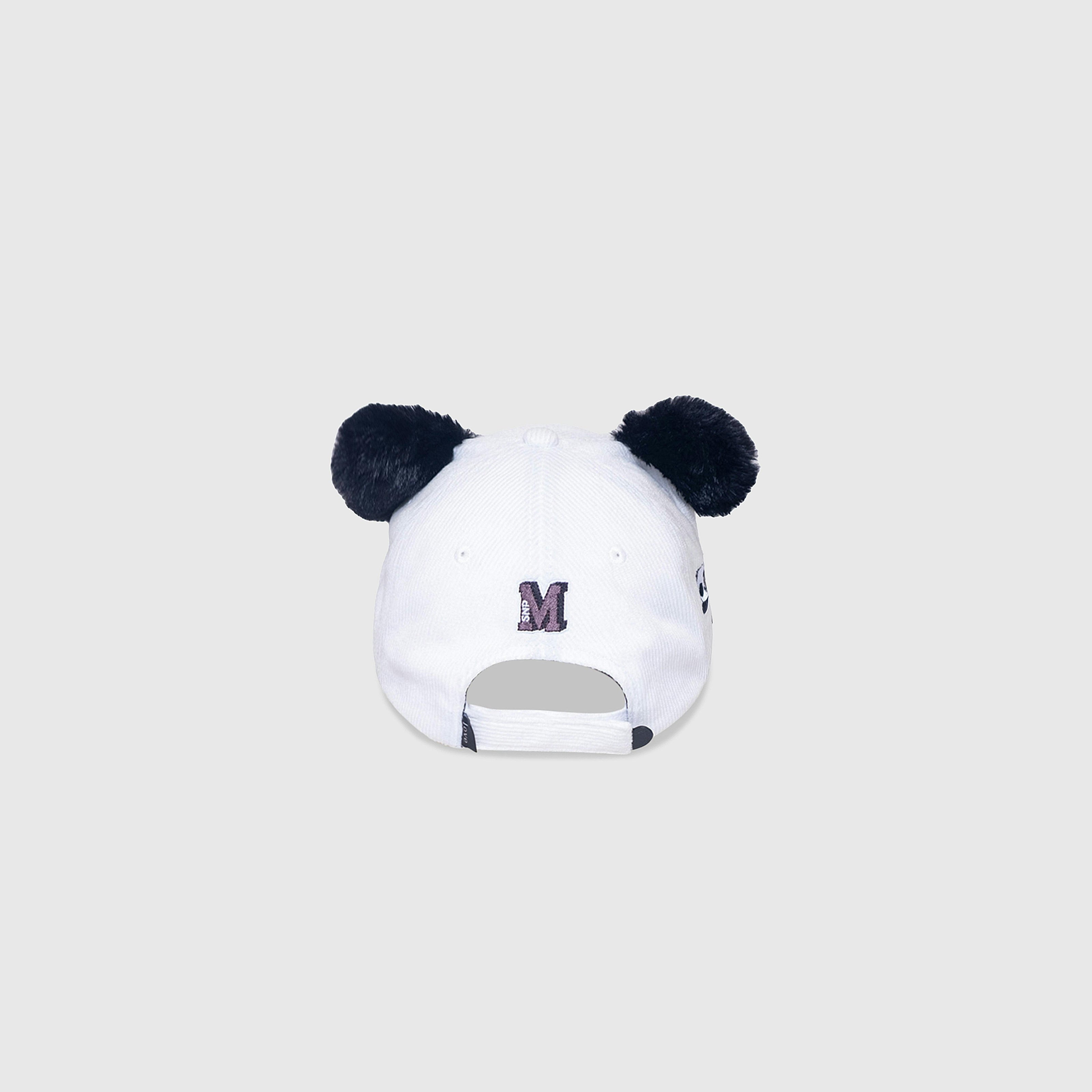 Corduroy Baseball Hat – Panda Face with Furry Ears
