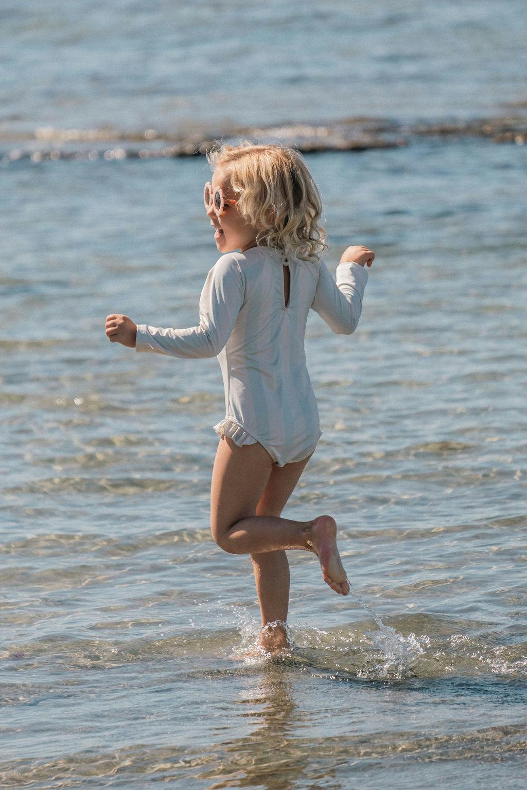 L/S Cherry Swimsuit in Blue Striple