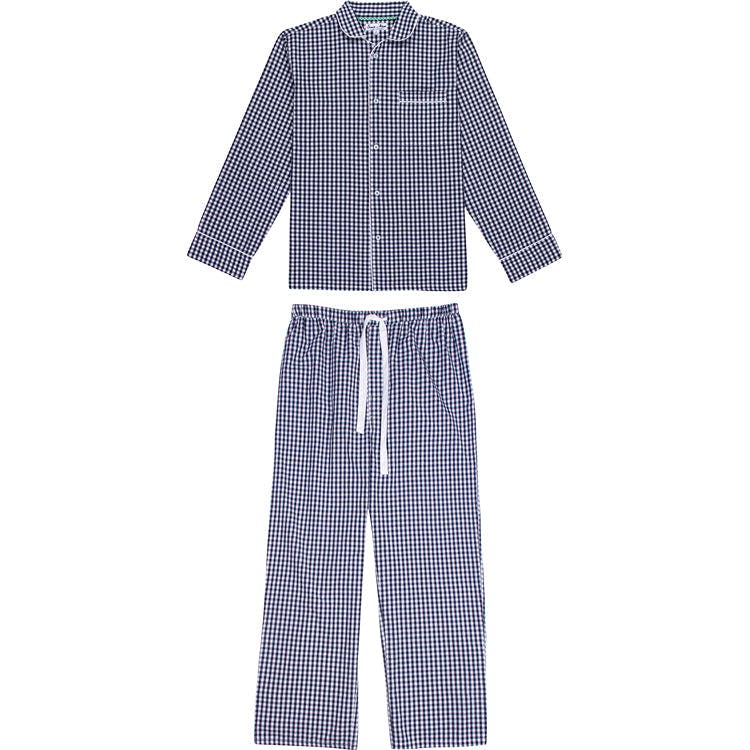 Men's Hepburn Gingham Navy Long PJ Set