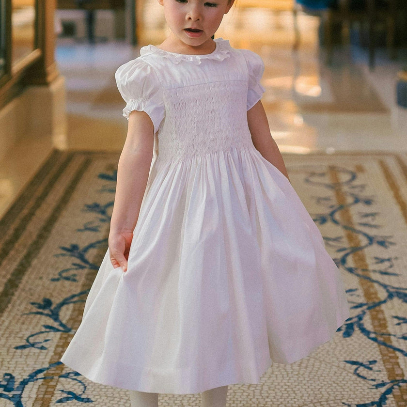 Colombe White Silk Ceremony Girl Dress