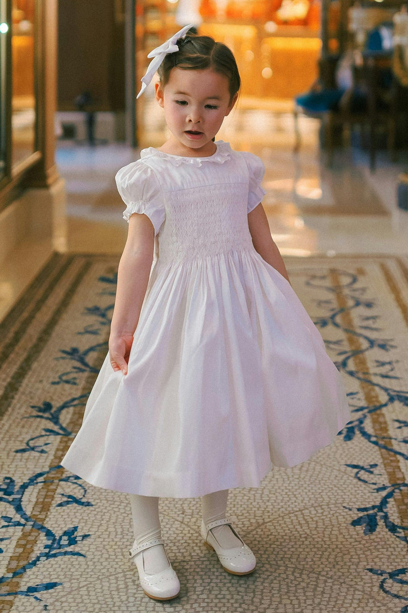 Colombe White Silk Ceremony Girl Dress