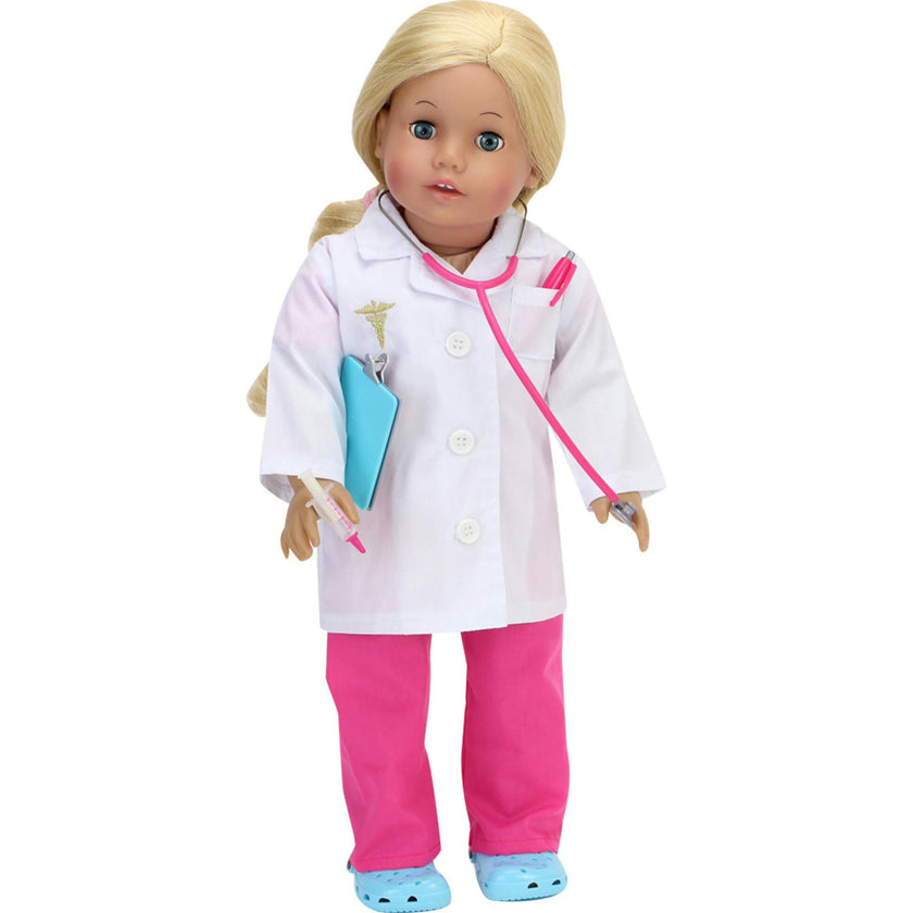 Sophia's 10-Piece Medical Set wth Scrubs, Lab Jacket and Accessories for 18" Dolls, Multi