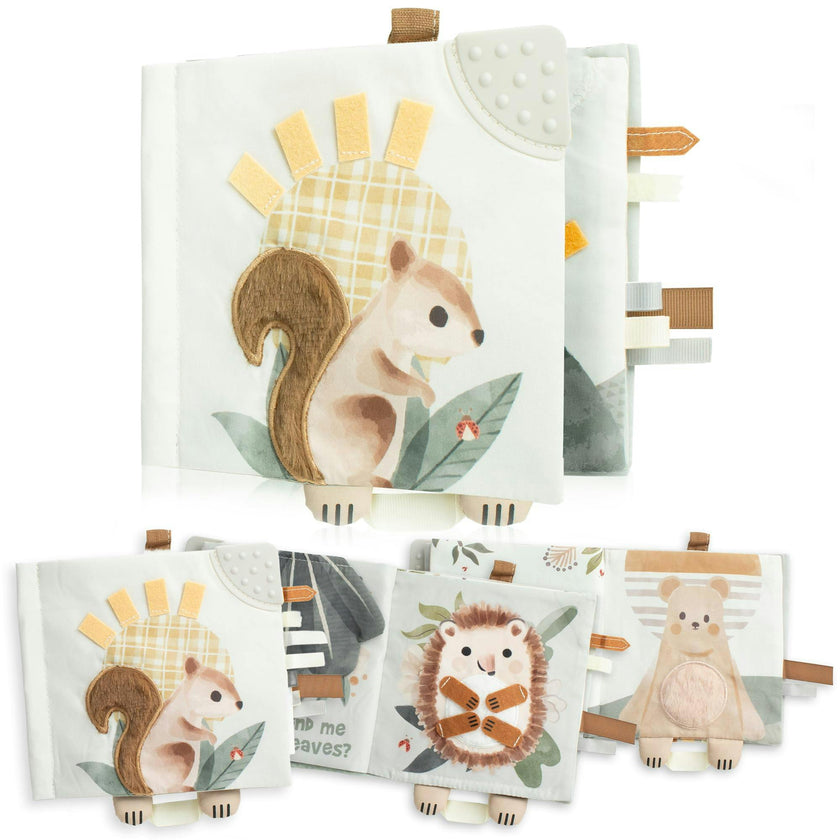 Soft Baby Book with Touch and Feel Pages - Sensory Book for Babies 0-6 Months with Textured Animals, Mirror & Crinkle Paper - Perfect for Baby Showers