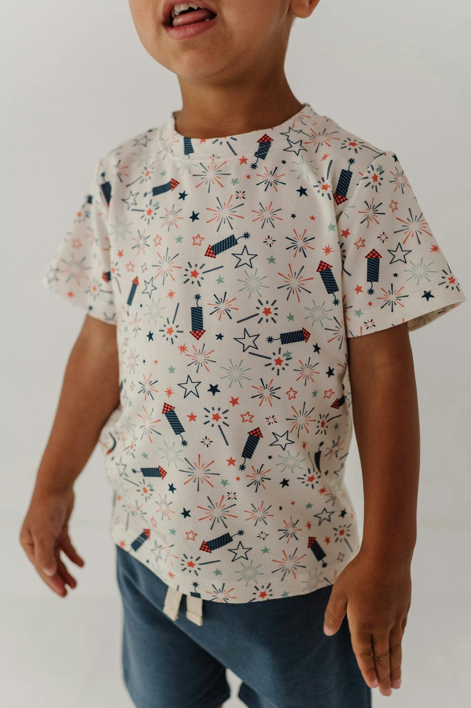 Boy's Short Sleeve Tee in Fireworks