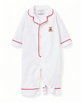 Maisonette x Petite Plume Twill Romper, Merry Teddy