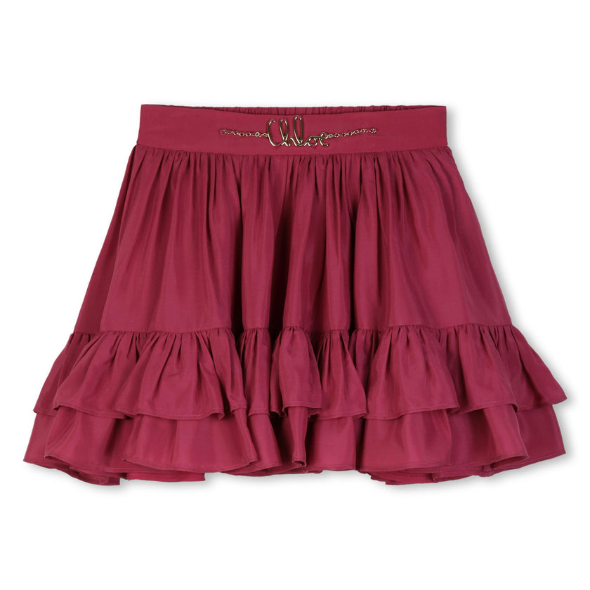 Burgundy Ruffled Logo Skirt