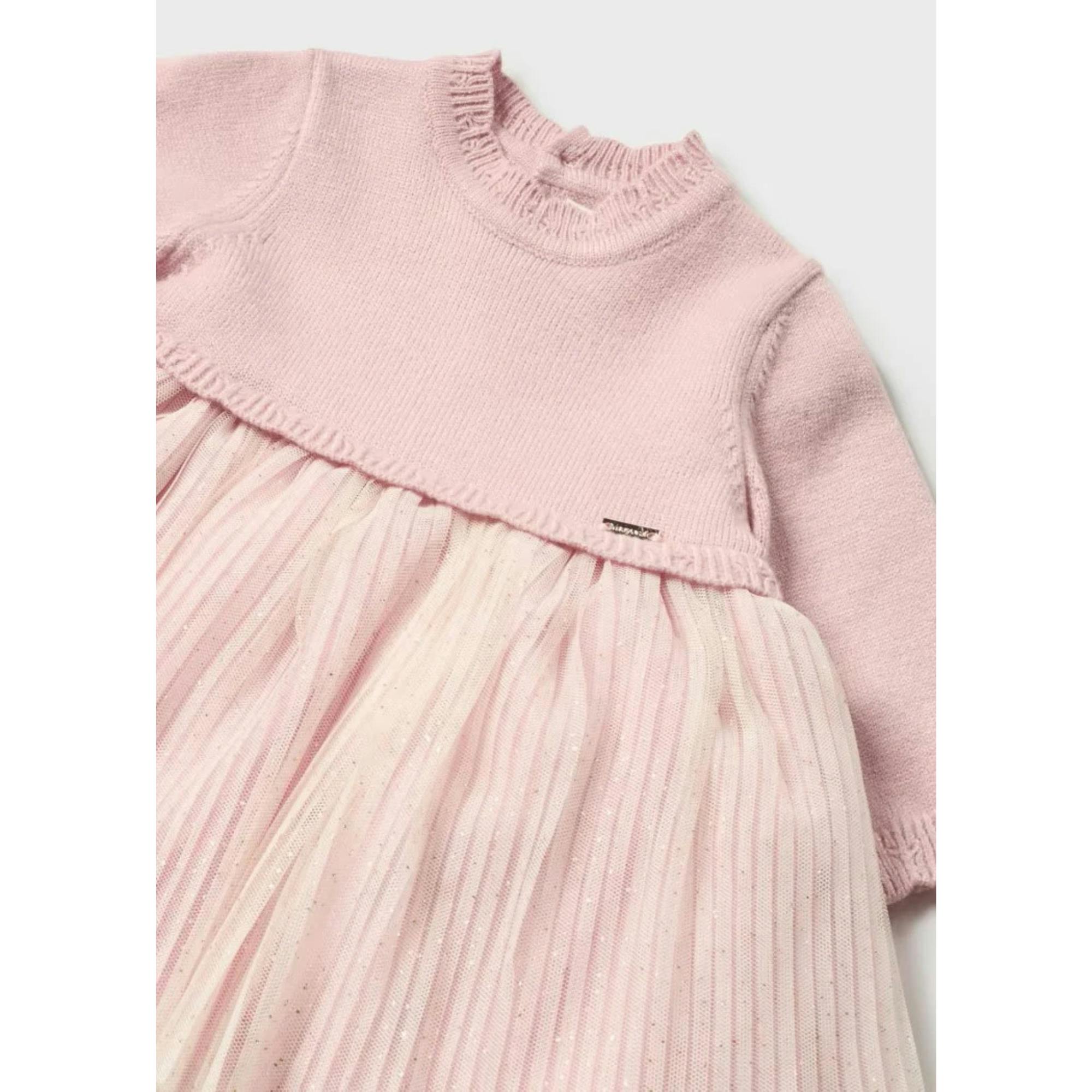 Soft Pink Pleated Knit Full Dress